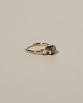 Black and White Diamond Ring on light color background.