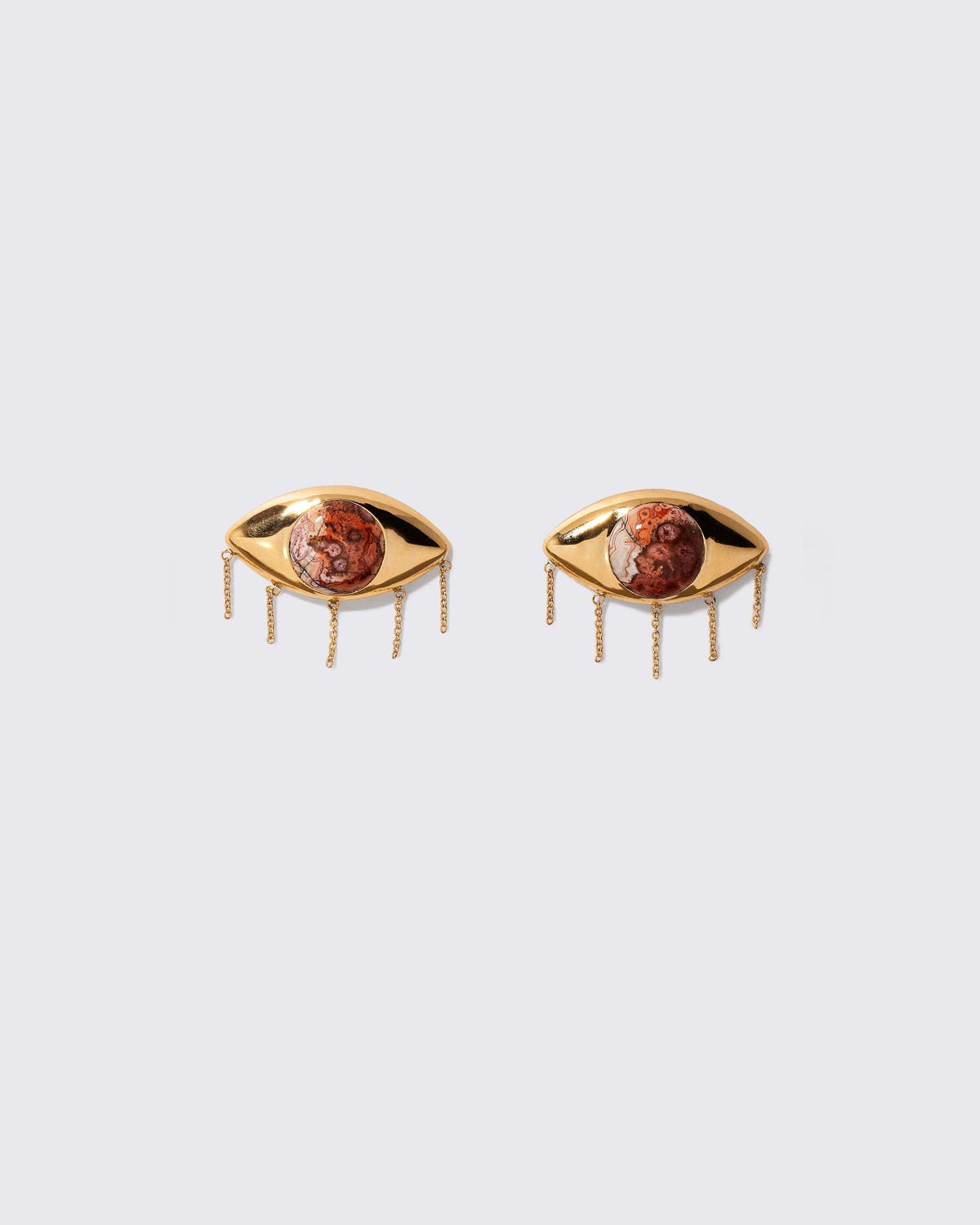 5. "Red Lace Agate Eye Earrings" by Caitlin Mociun