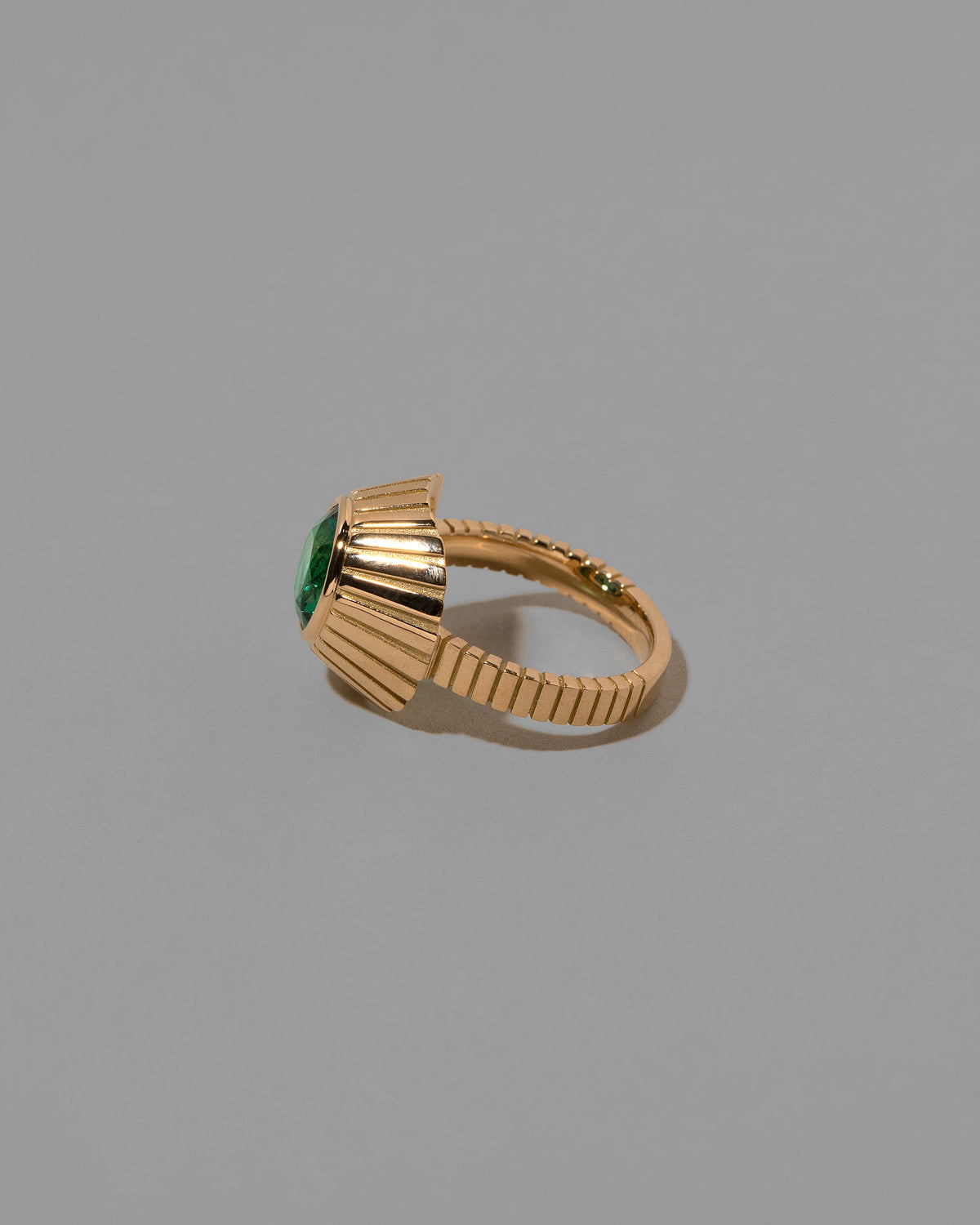 View from the side of the Eternal Life Ring on light color background.