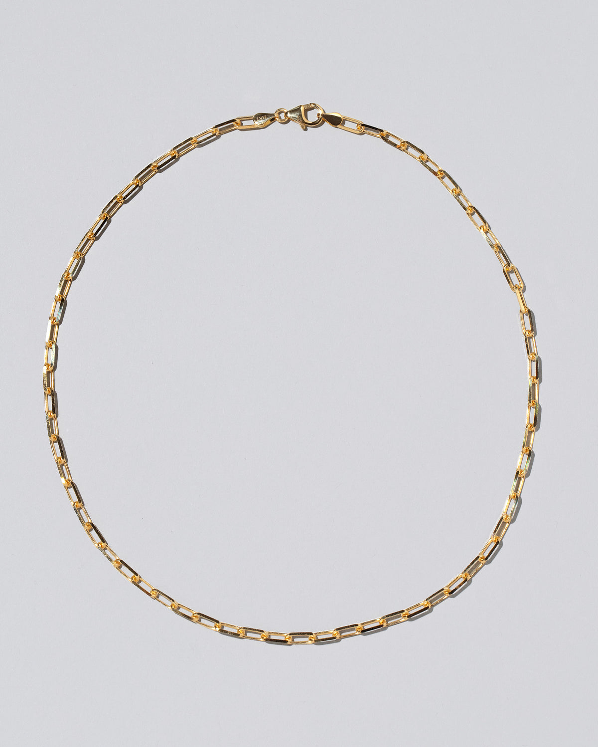 3.5mm Beveled Oval Chain Necklace on light color background.
