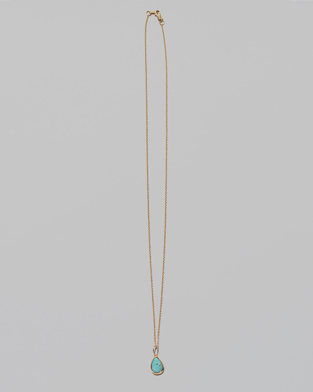 State Shifter Turquoise Pendant paired with chain on light color background.