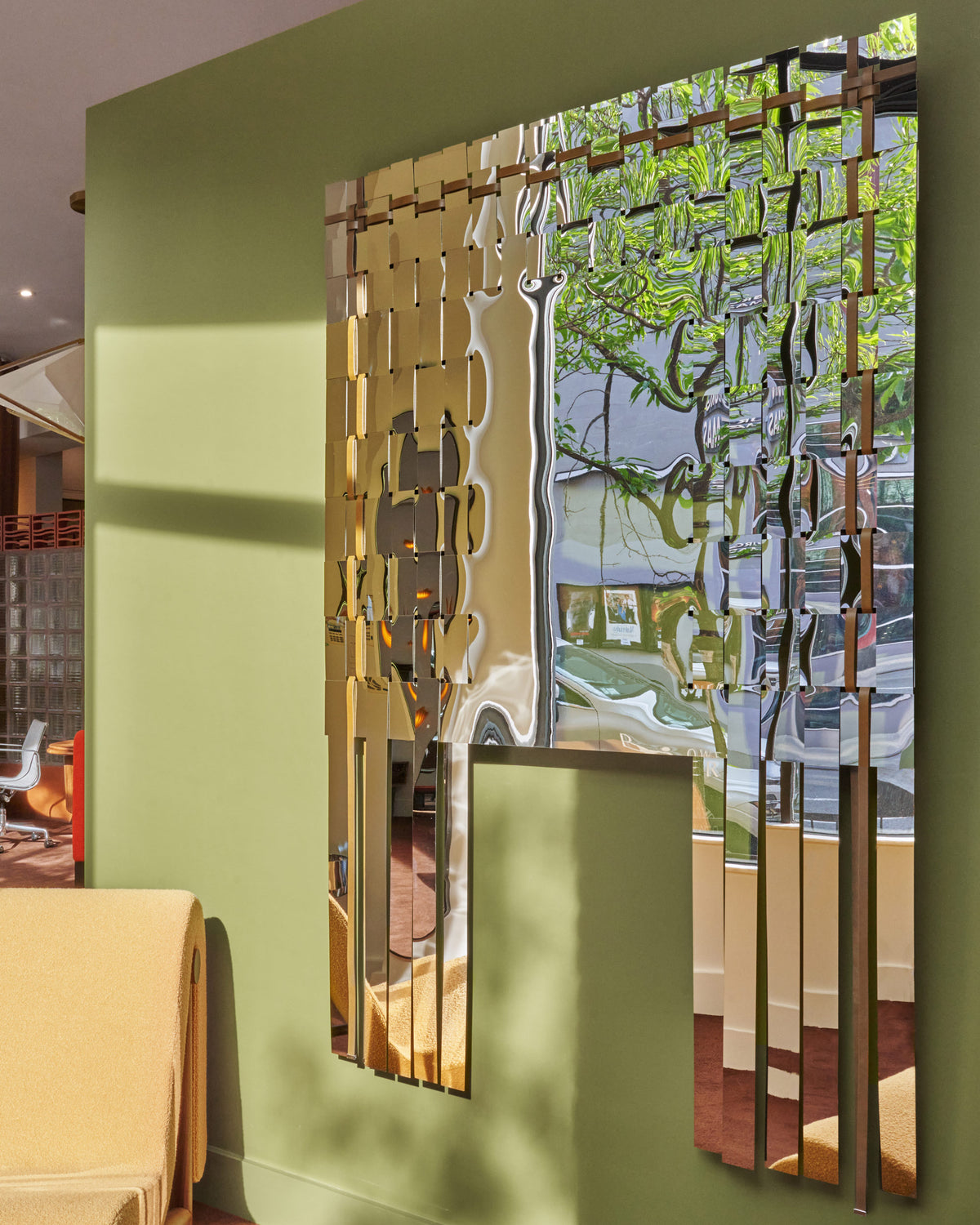 Styled image of the Bower Studios Woven Mirror V.