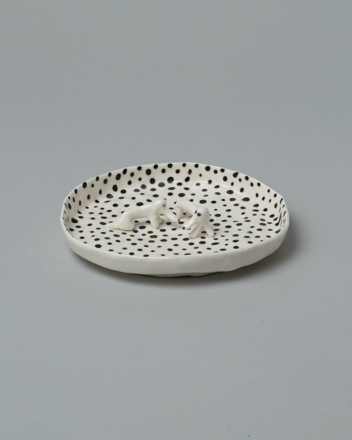 Eleonor Boström Two Pups Hanging Dog Dish on light color background.