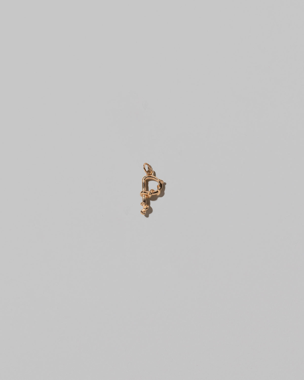 CRZM Mini Letter P set in solid gold on light color background.