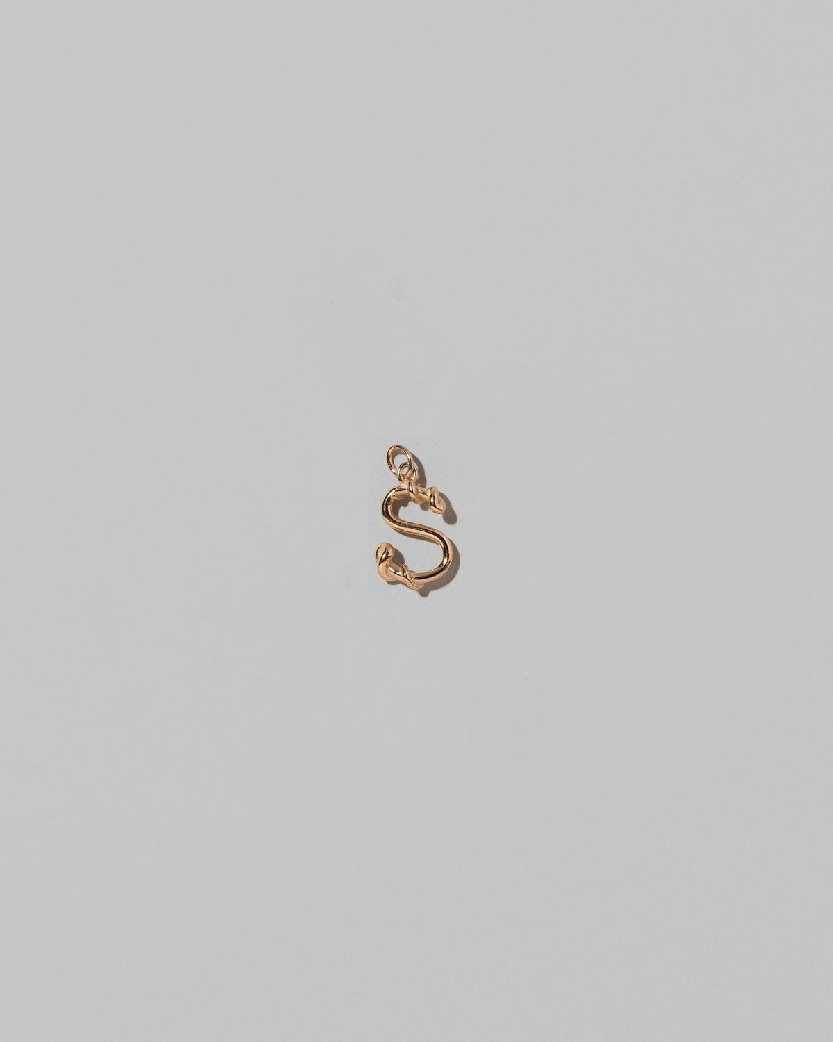 CRZM Mini Letter S set in solid gold on light color background.