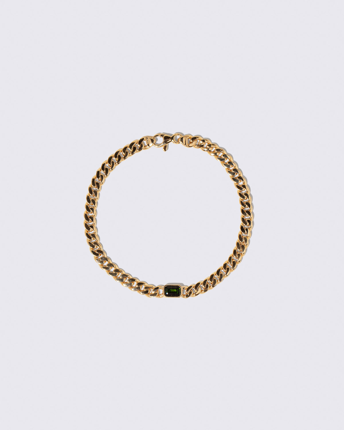 Identity Chain Green Tourmaline Bracelet 001 on light color background.
