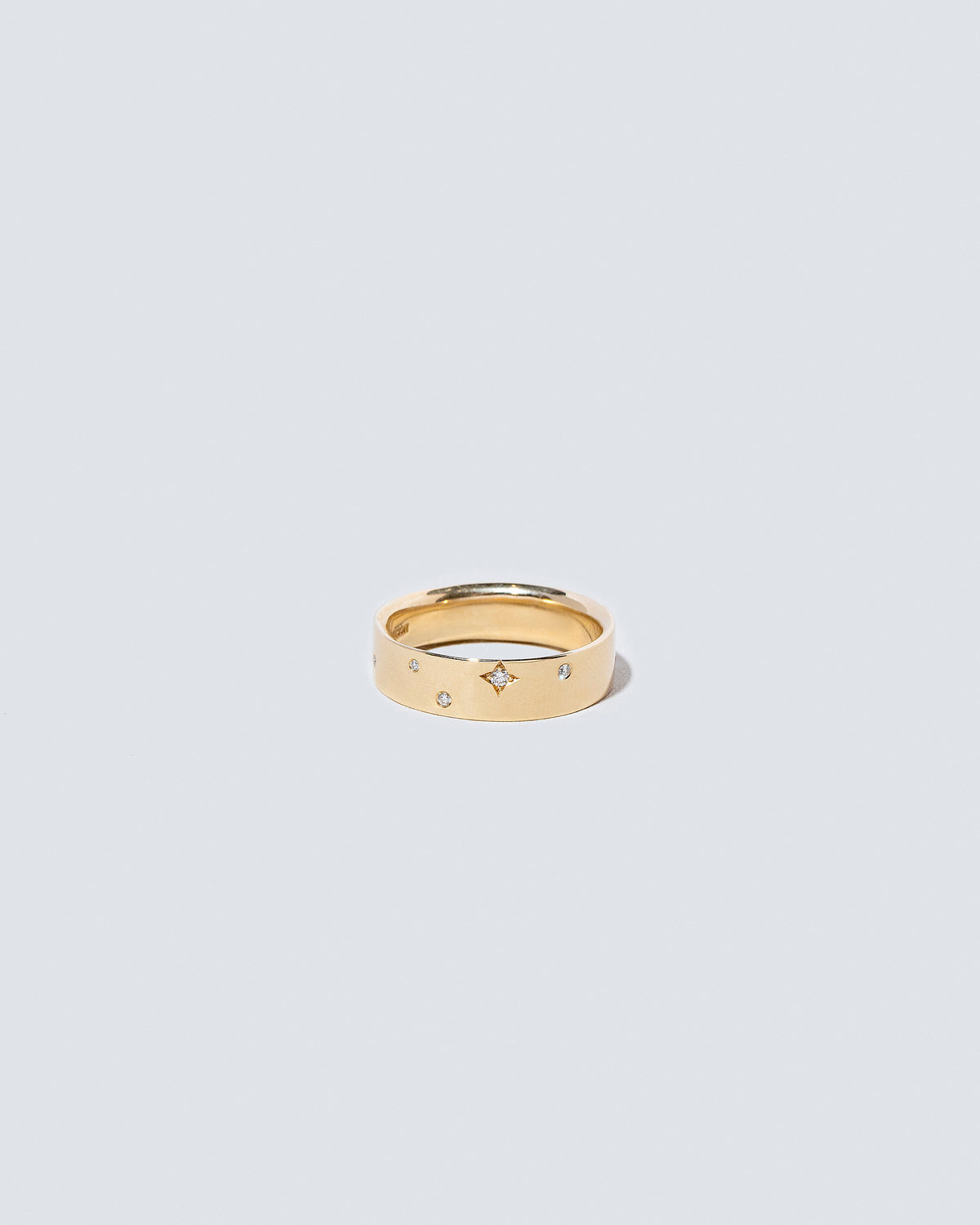 Gold 5mm Square Wire Band with Little Array White Diamonds added