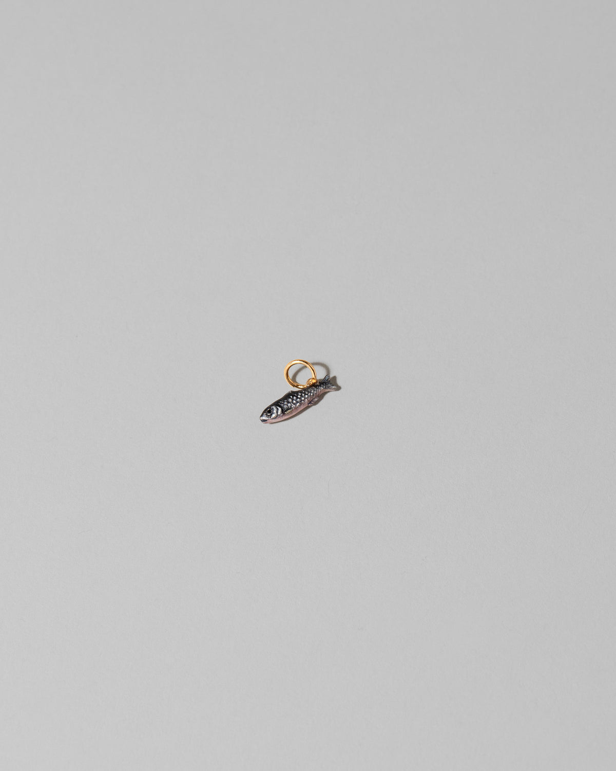 View from the side of the Sardine Charm on light color background.