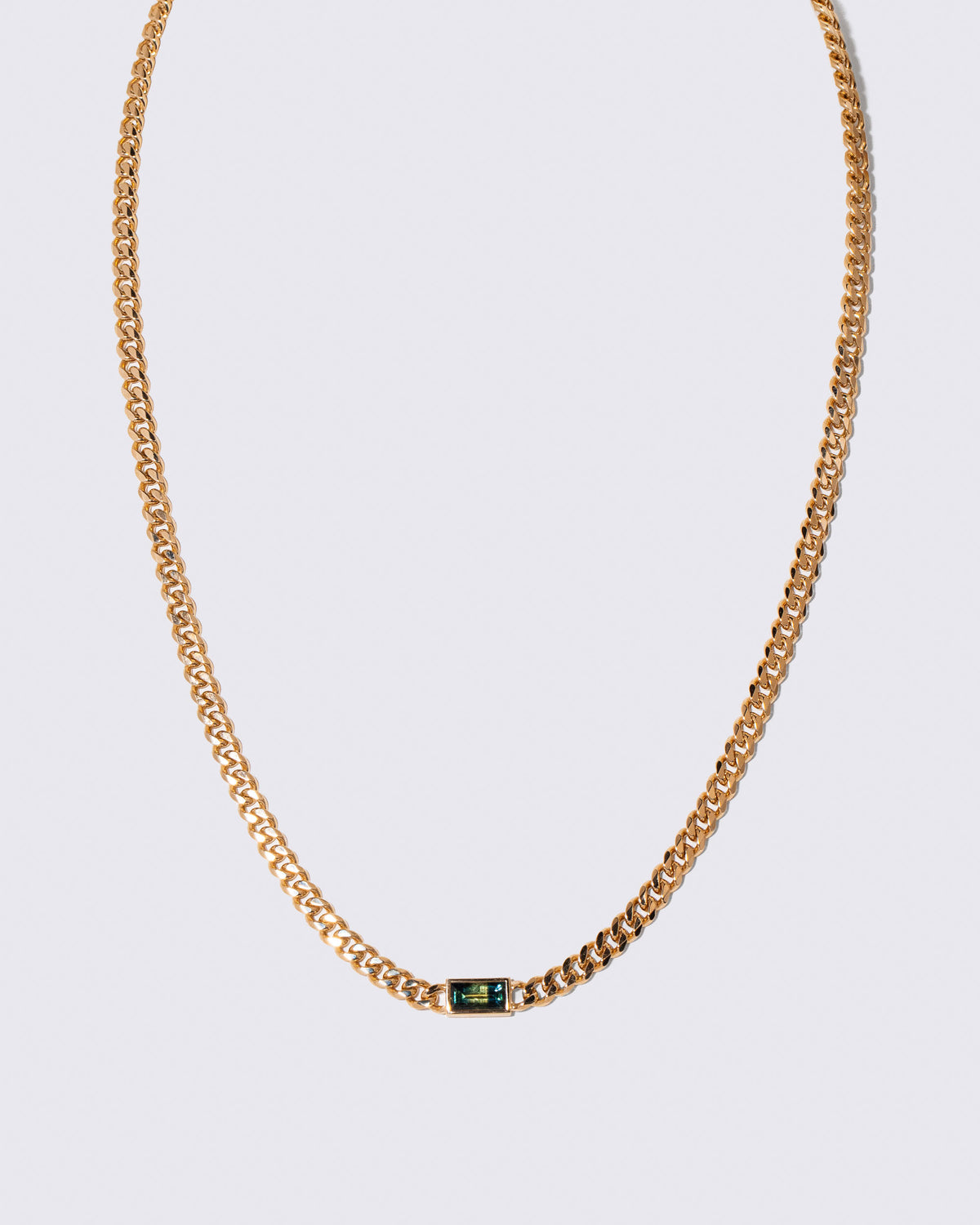 Identity Chain Bicolor Sapphire Necklace 002 on light color background.