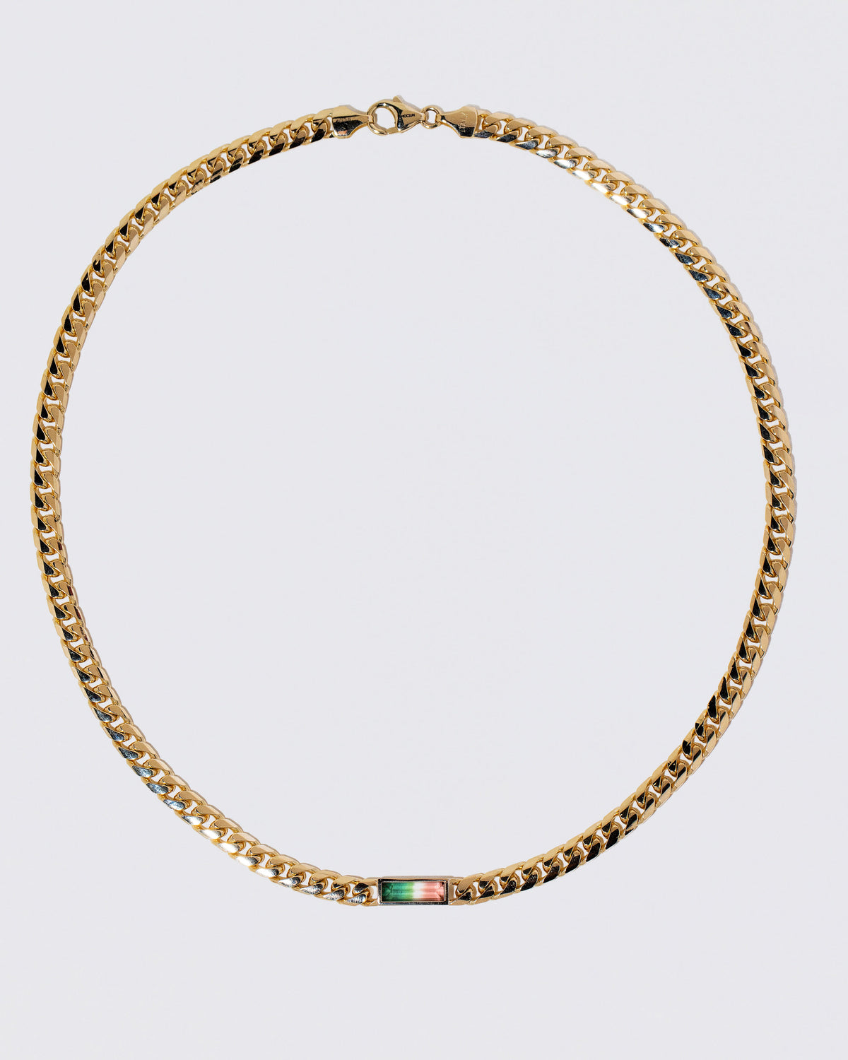 Identity Chain Bicolor Tourmaline Necklace 001 on light color background.