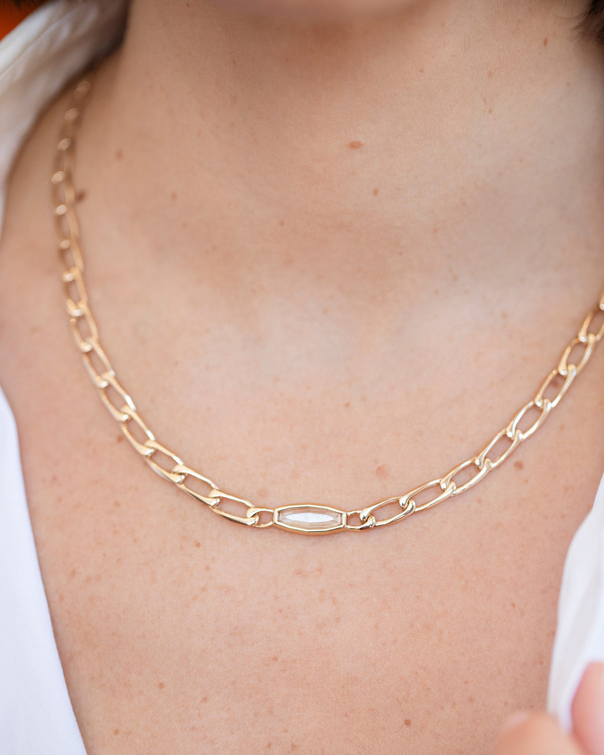 Identity Chain Diamond Necklace 002 on model.