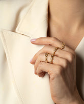 Styled image of model wearing the Snow Flower Band.
