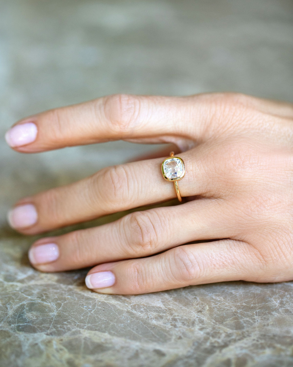 Gusher Diamond Ring 025 on model.