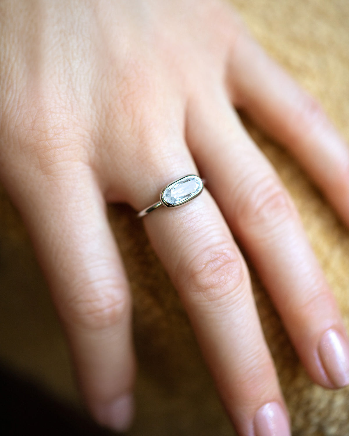 Gusher Diamond Ring 029 on model.