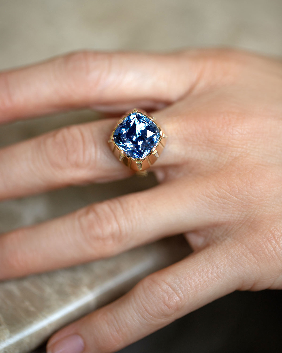 Alluim Ring on model.