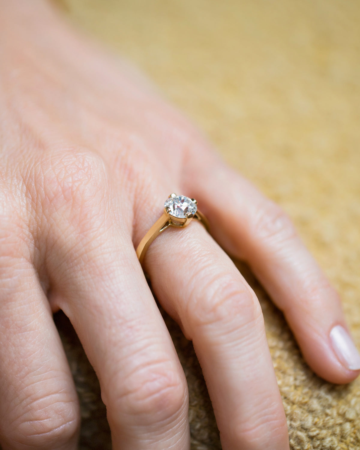 Super White Diamond Barragán Ring on model.