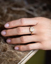 Gusher Diamond Ring 001 on model.