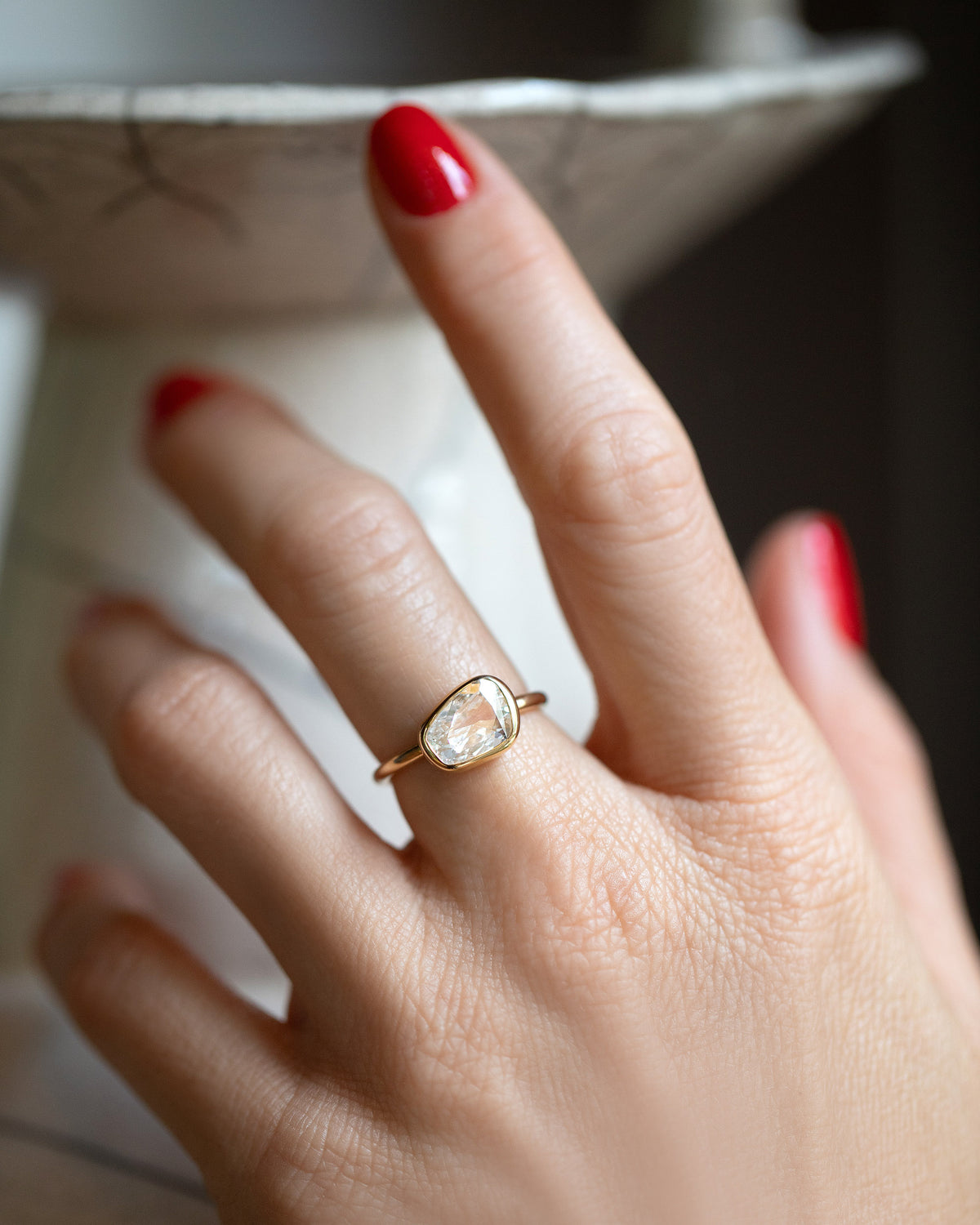 Gusher Diamond Ring 016 on model.