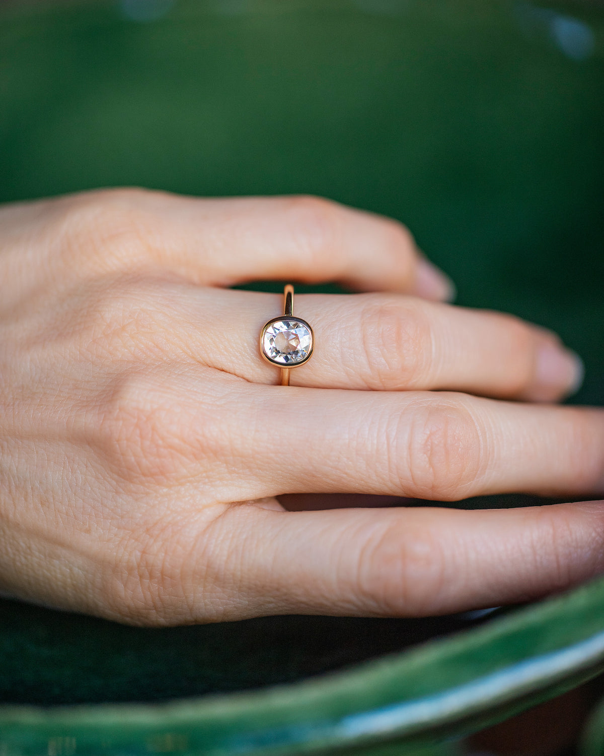 Gusher Diamond Ring 057 on model.