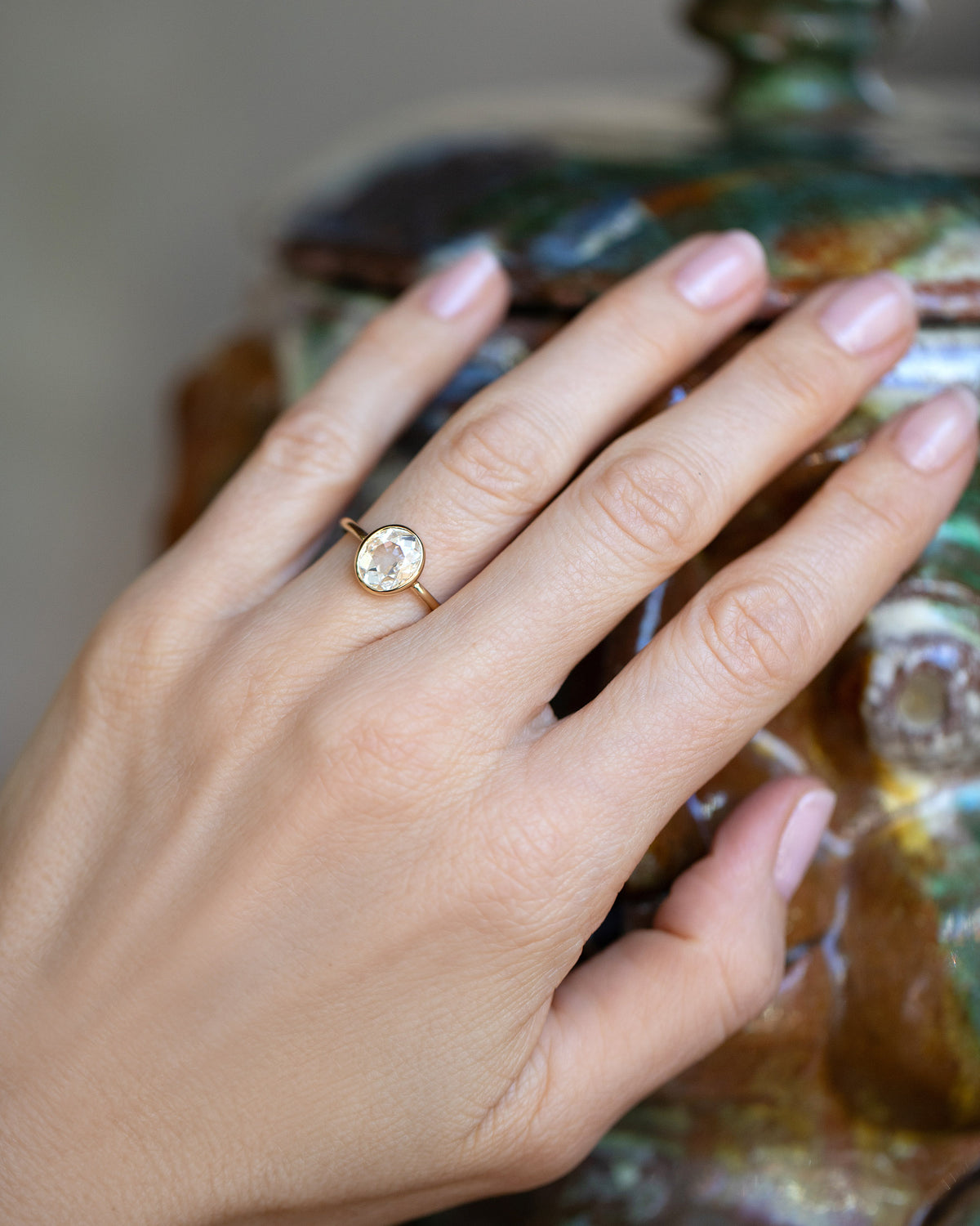 Gusher Diamond Ring 048 on model.