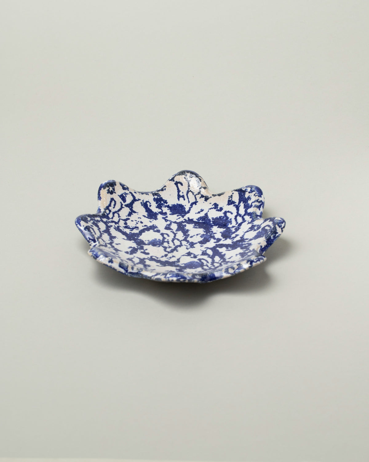 Morgan Peck Blue & White Small Scallop Platter on light color background.