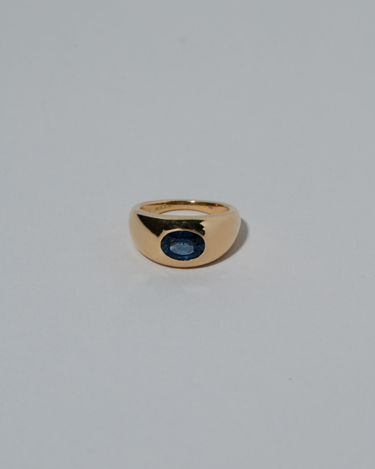 Samples & Imperfects Blue Sapphire Jupiter Ring on light color background.