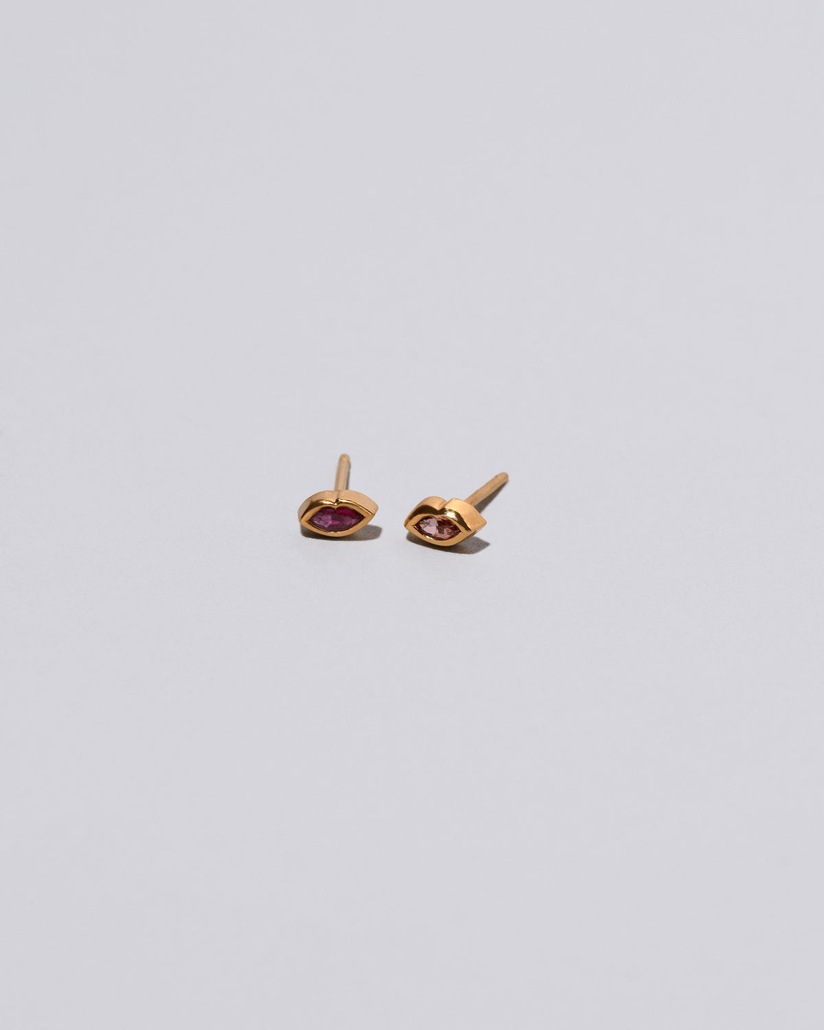 Mismatch Pink #3 Sweet Little Kiss Stud Earrings on light color background.