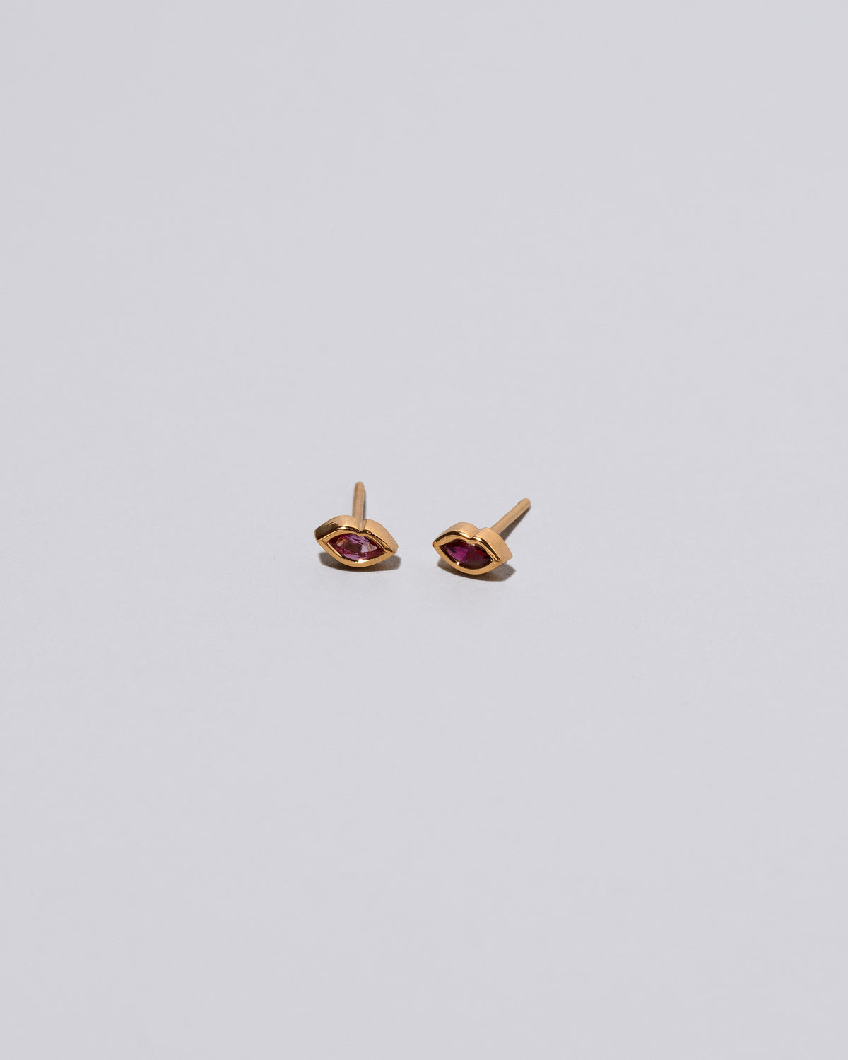 Mismatch Pink #4 Sweet Little Kiss Stud Earrings on light color background.