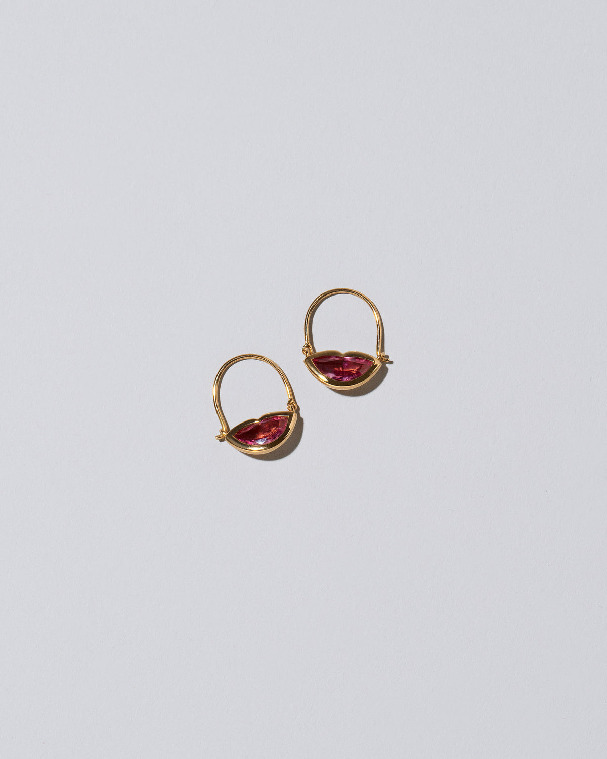 Bisous Hoop Earrings on light color background.