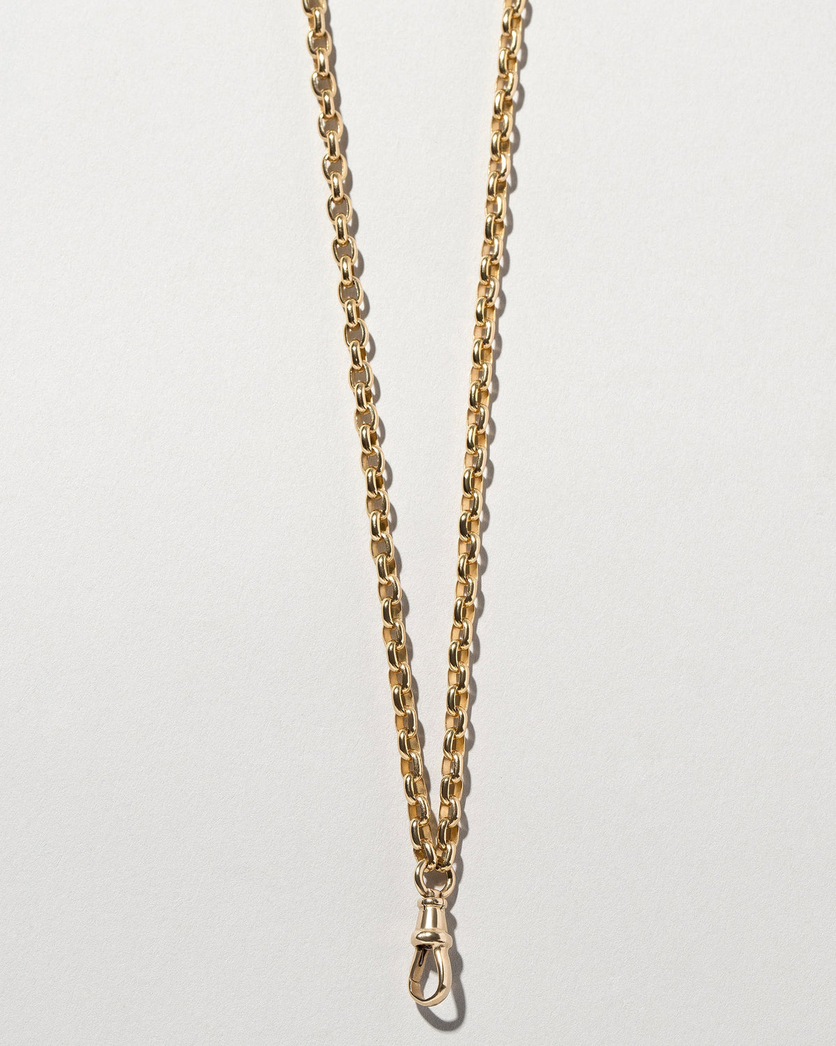 Short Loop Chain Necklace and Swivel Fob on light color background.