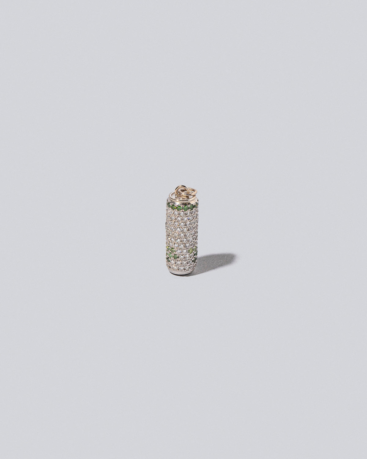 Aluminum Can Charm - White Paws on light color background.