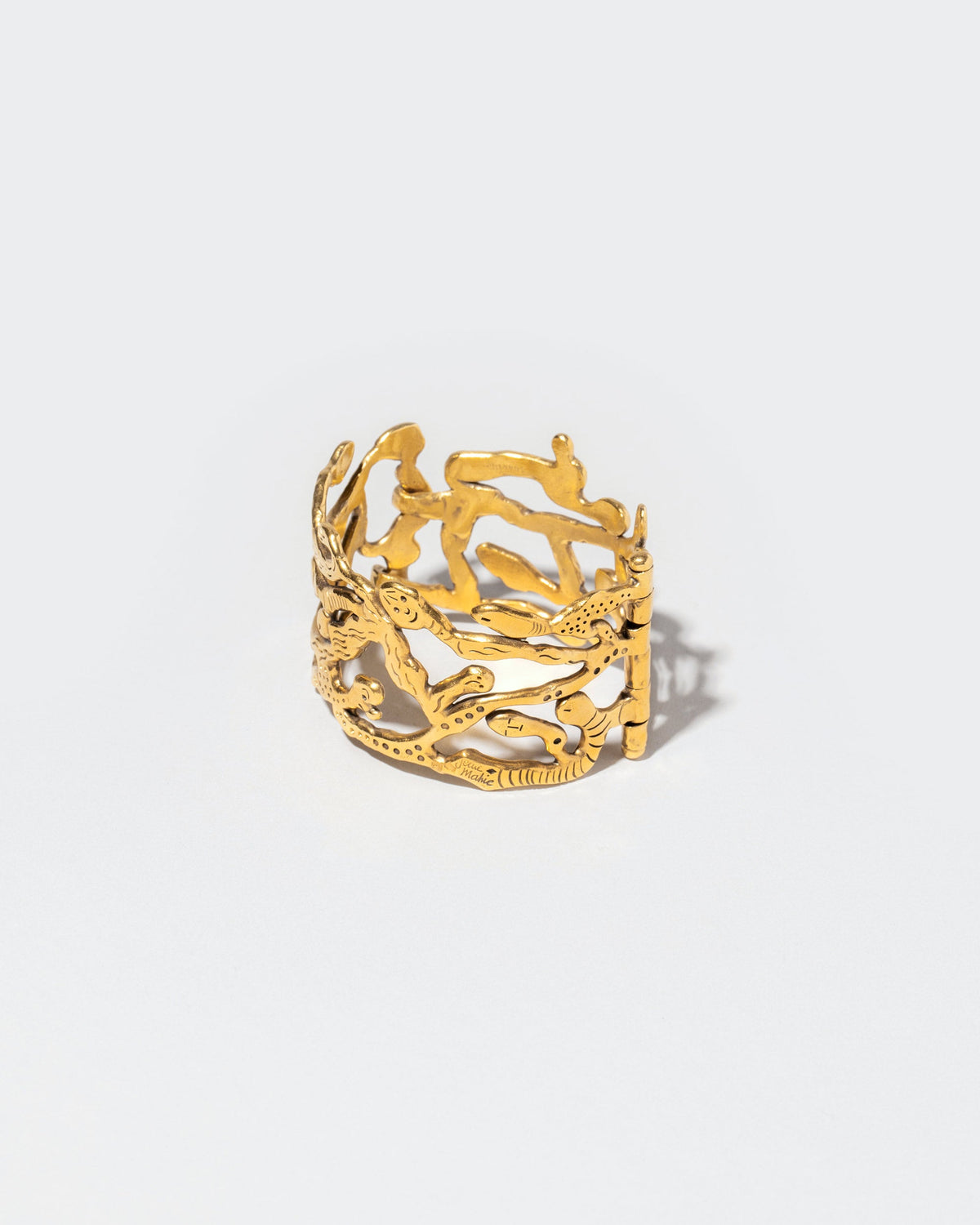 View from the back of the Jean Mahie Cuff on light color background.
