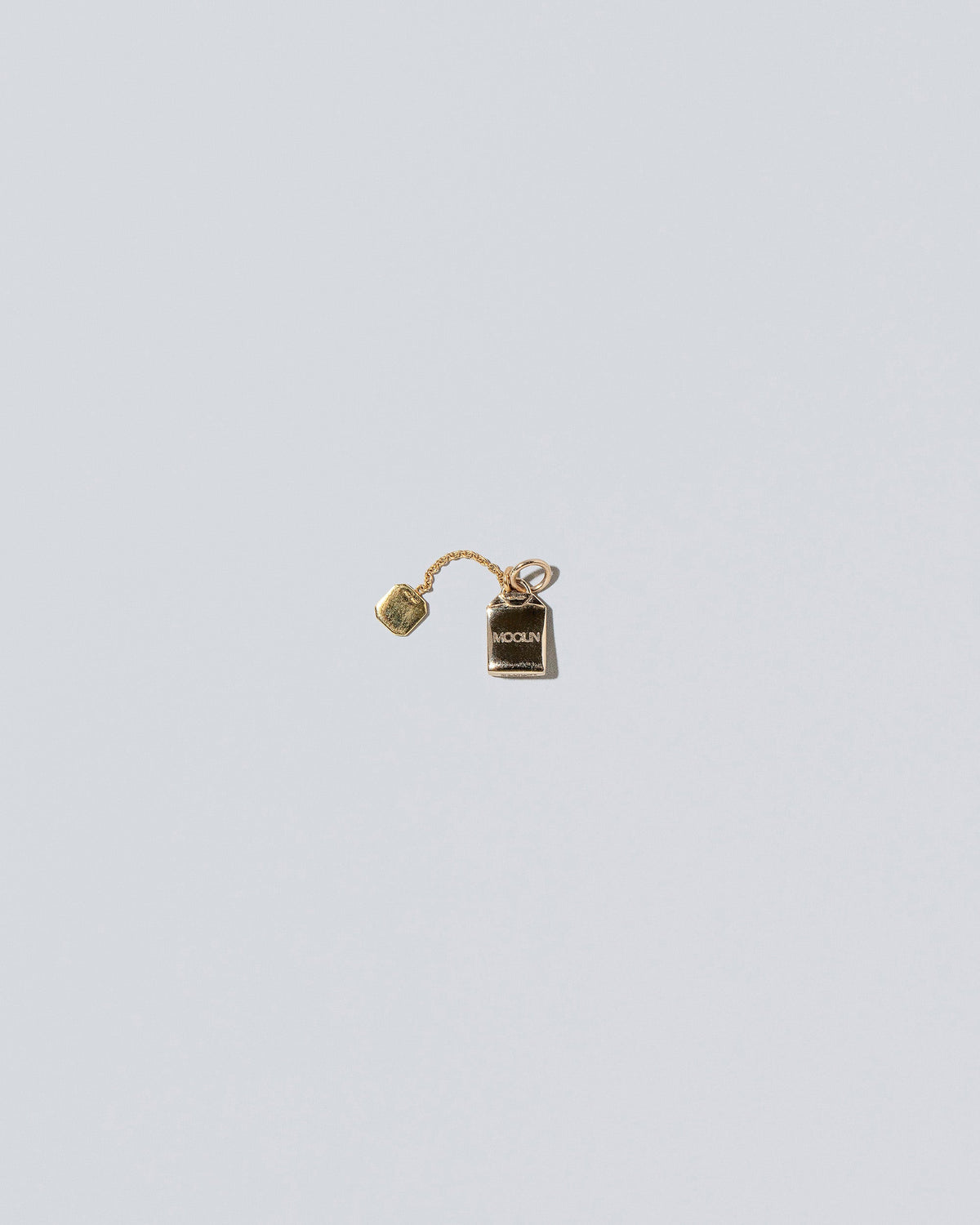 Tea Bag Charm on light color background.