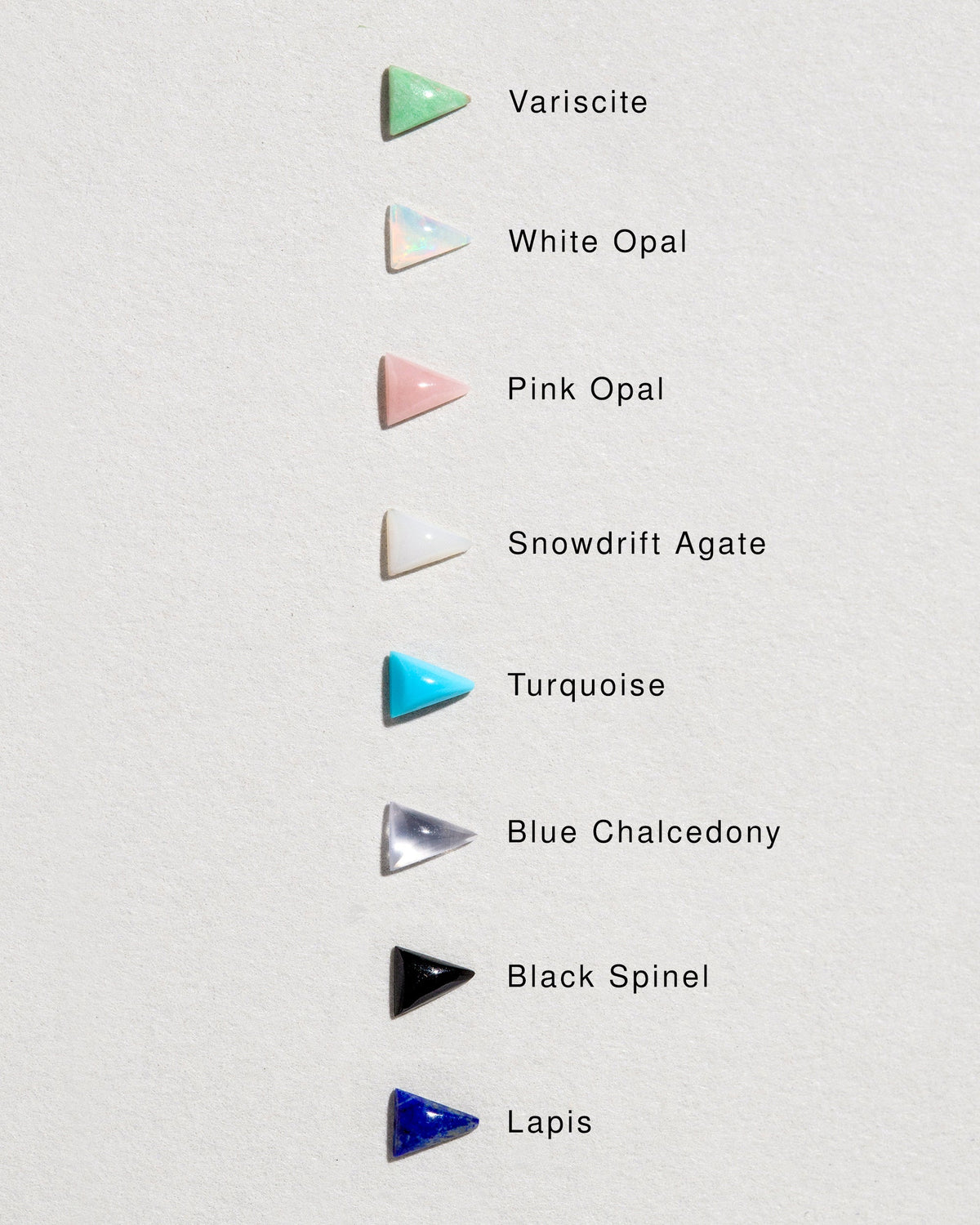Available gemstones on light color background.