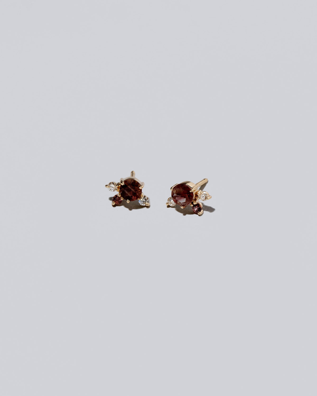 Cluster Stud Earrings - Oregon Sunstone on light color background.