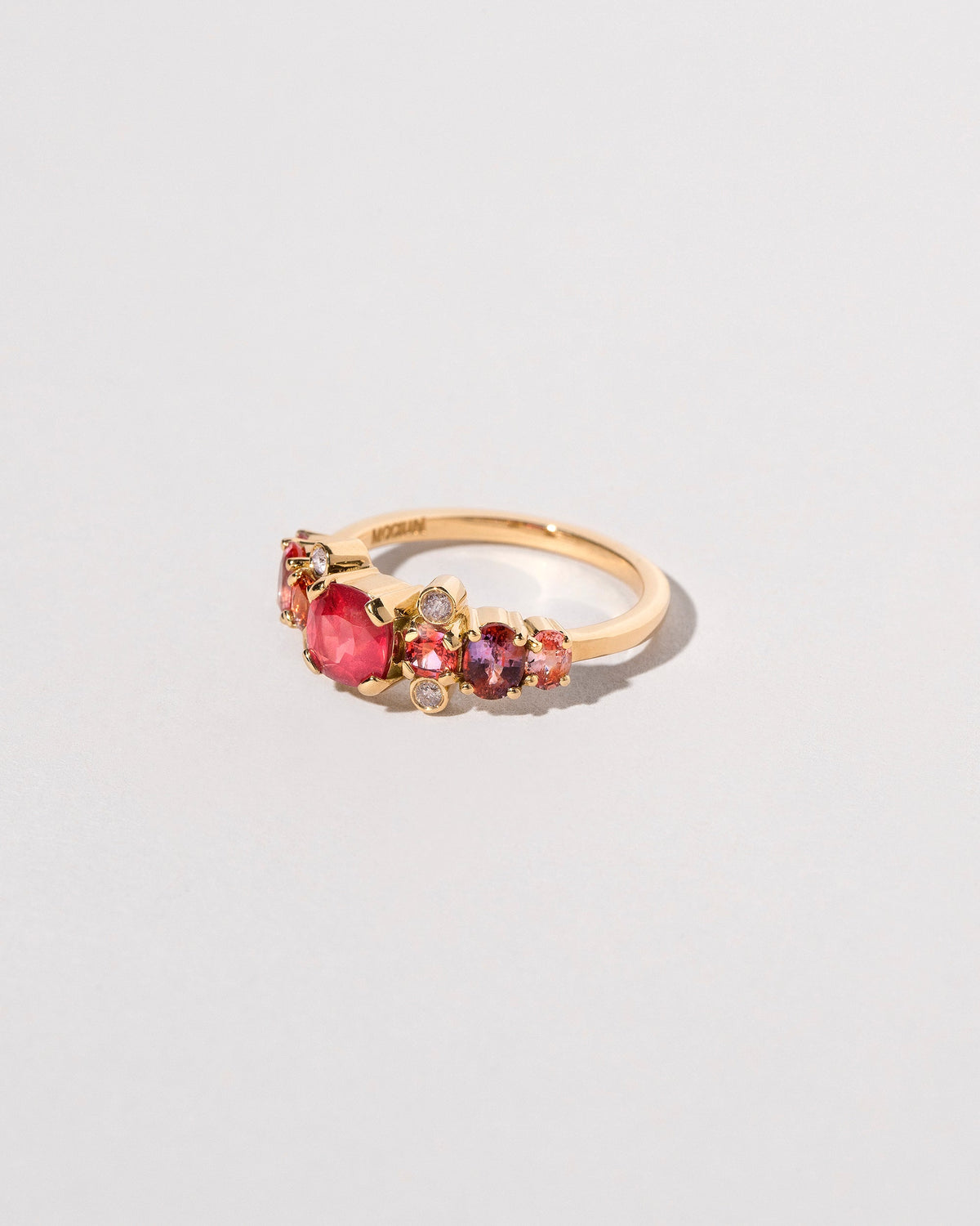View from the side of the Gladiola Ring on light color background.