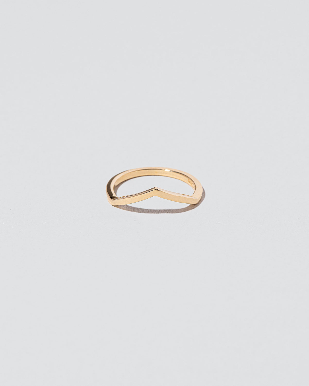 Gold Solid Square Wire Low Peak Band on light colored background.