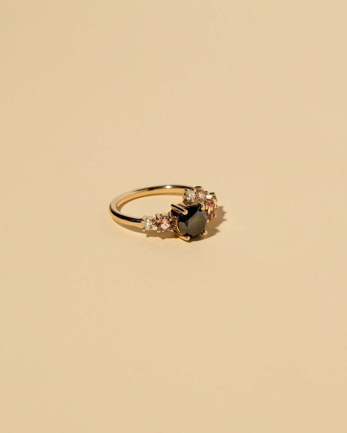  Luna Ring - Black Diamond on light color background.