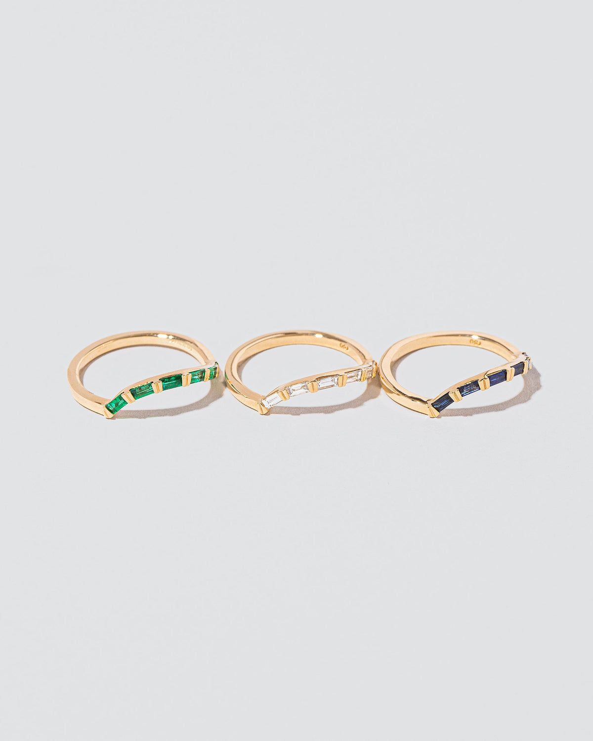 Left Slump Bands - Baguette on light color background.
