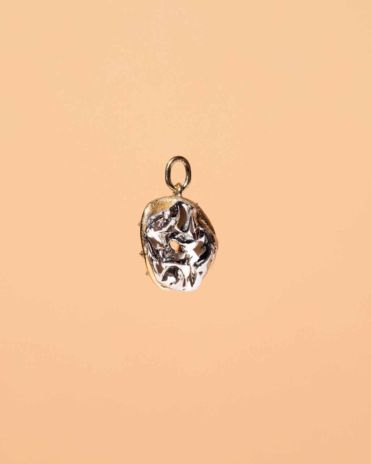  Salt Bagel Charm with Cream Cheese - Final Sale on light color background.