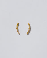 Crescent Ear Climber Stud Earrings - Yellow Diamond on light color background.