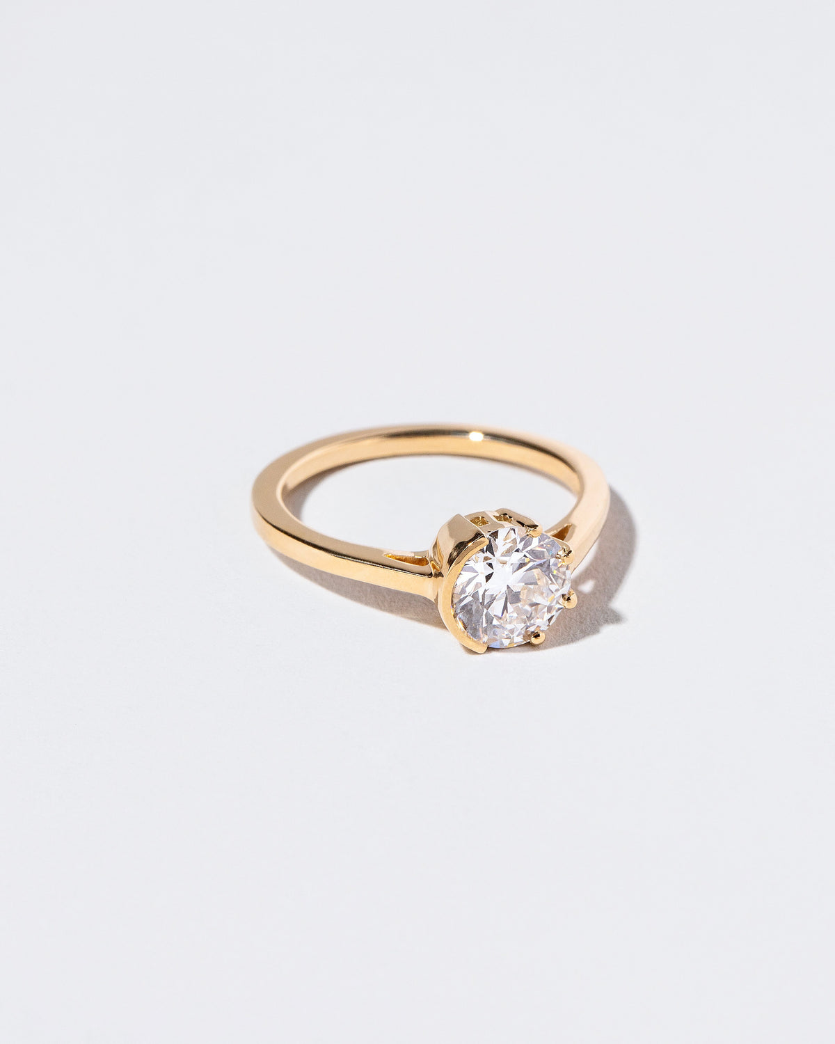  Sun & Moon Ring - White Diamond on light color background.