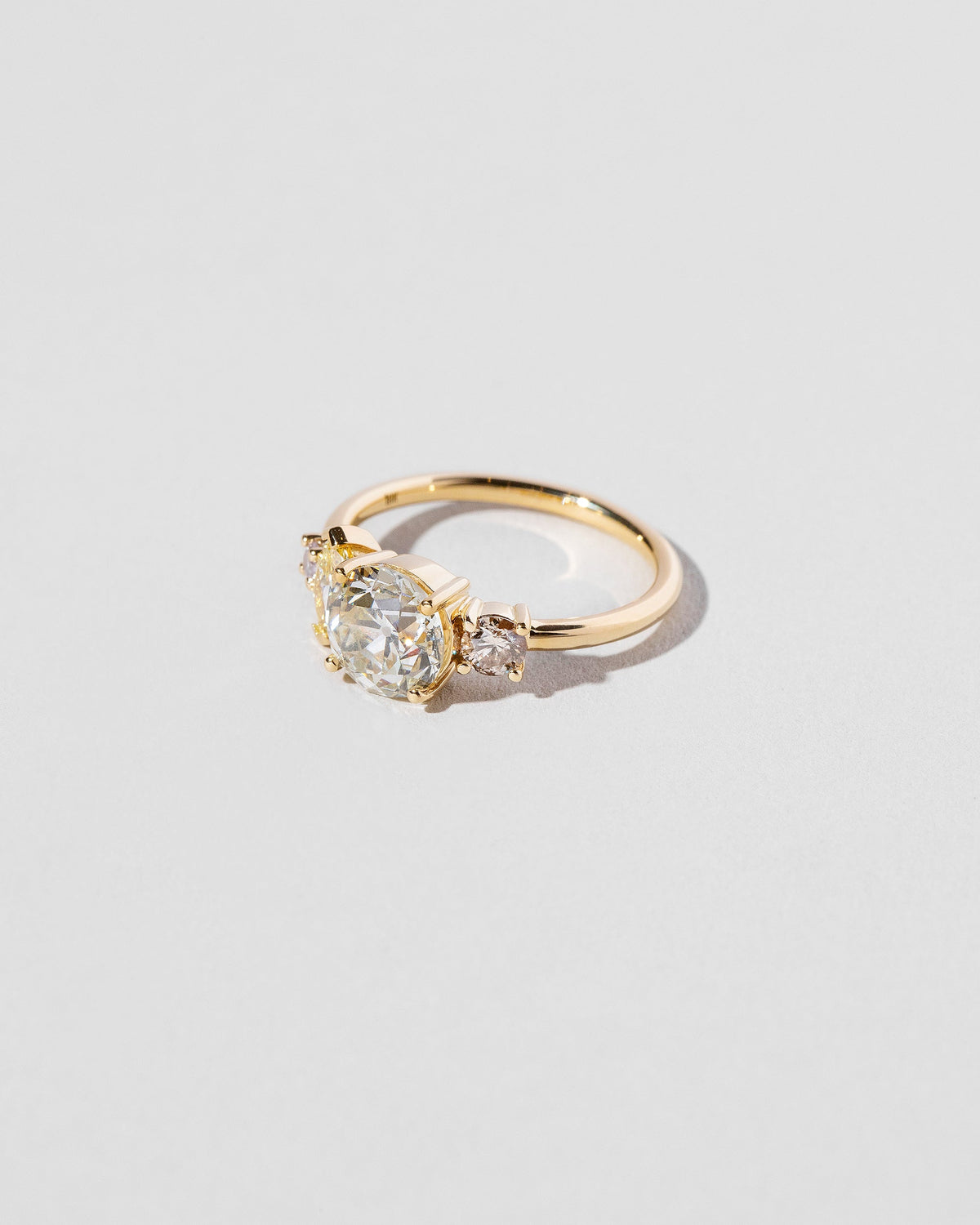 View from the side of the Euthenia Ring on light color background.