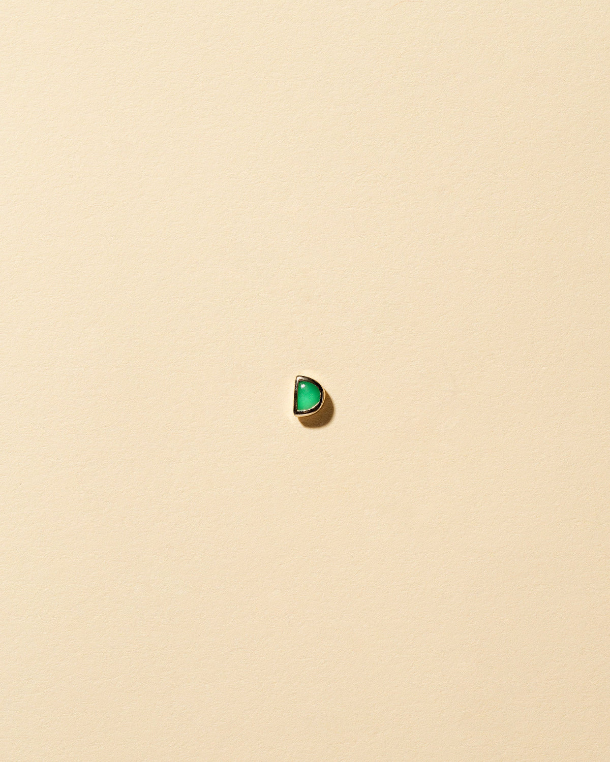 Variscite Half Moon Stud Earring Single on light color background.