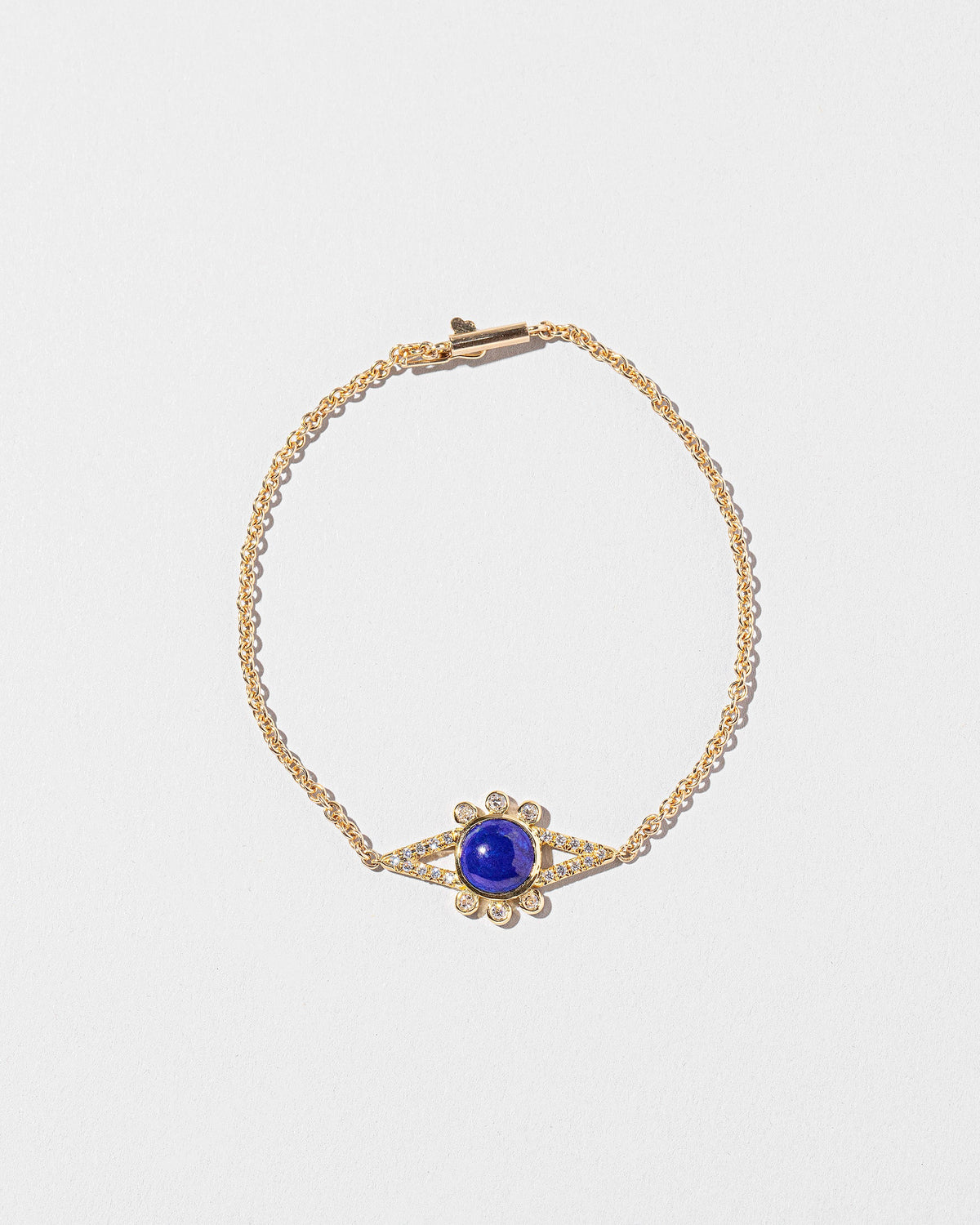  Lapis & Diamond Eye Bracelet on light color background.