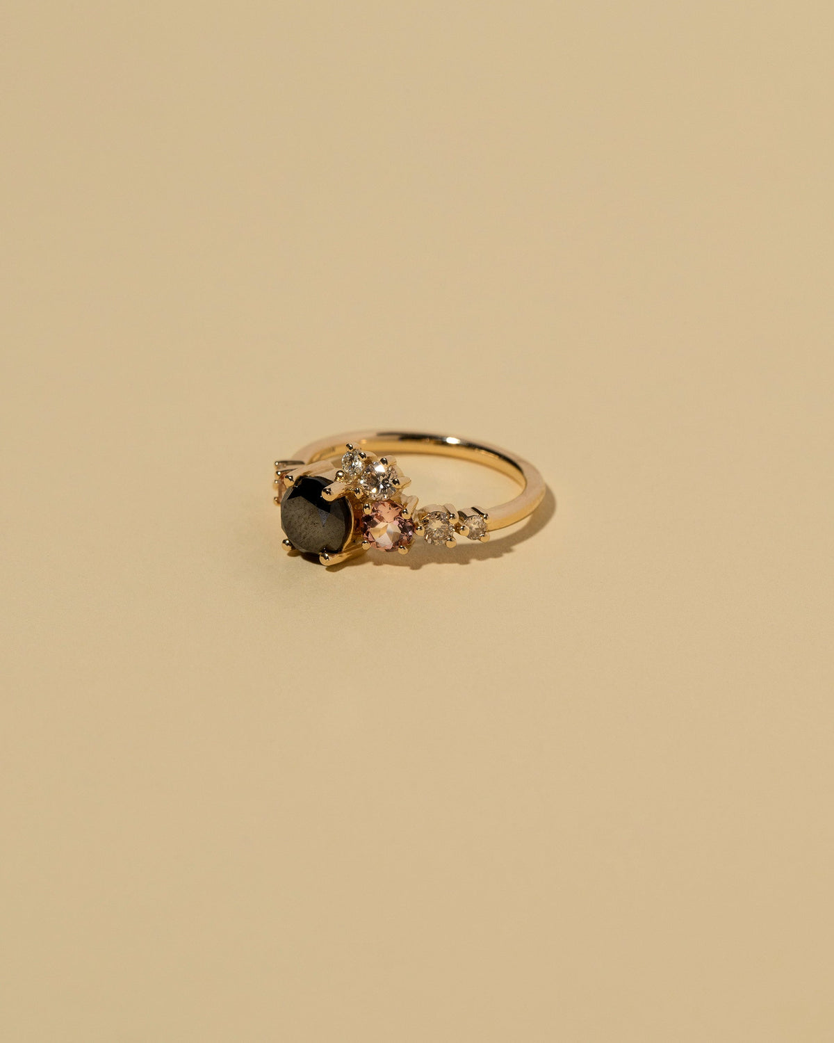  Luna Ring - Black Diamond on light color background.