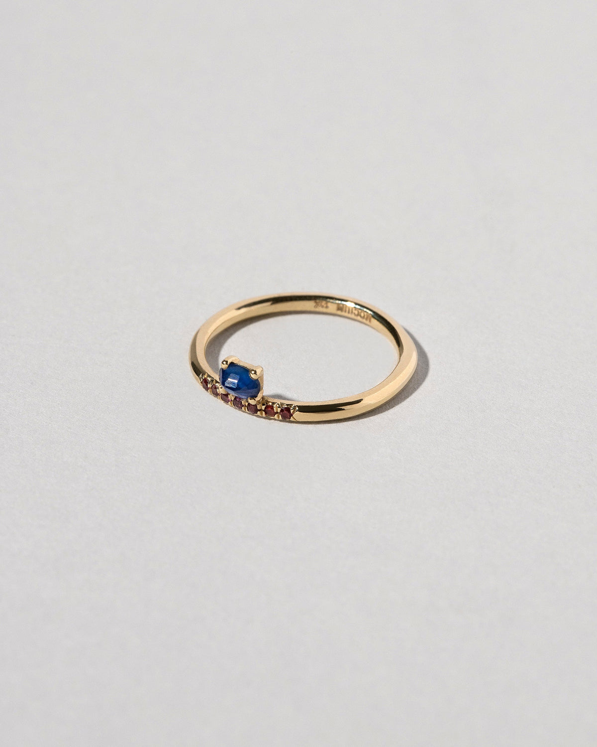  Stacked Ring - Sapphire & Ant Hill Garnet on light color background.