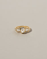  Modified Brilliant Diamond Ring on light color background.