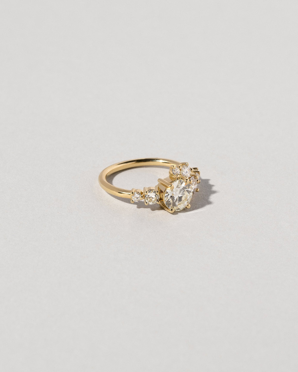  Luna Ring - White Diamond on light color background.