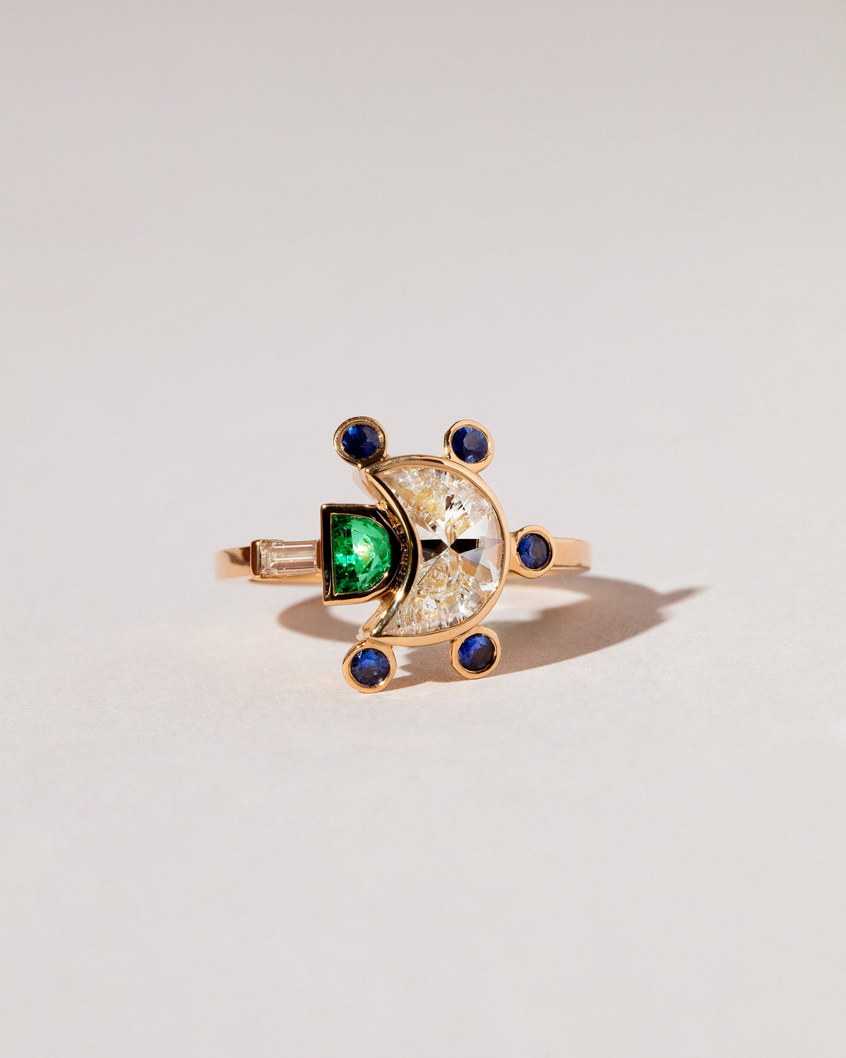  Crescent Moon Ring on light color background.